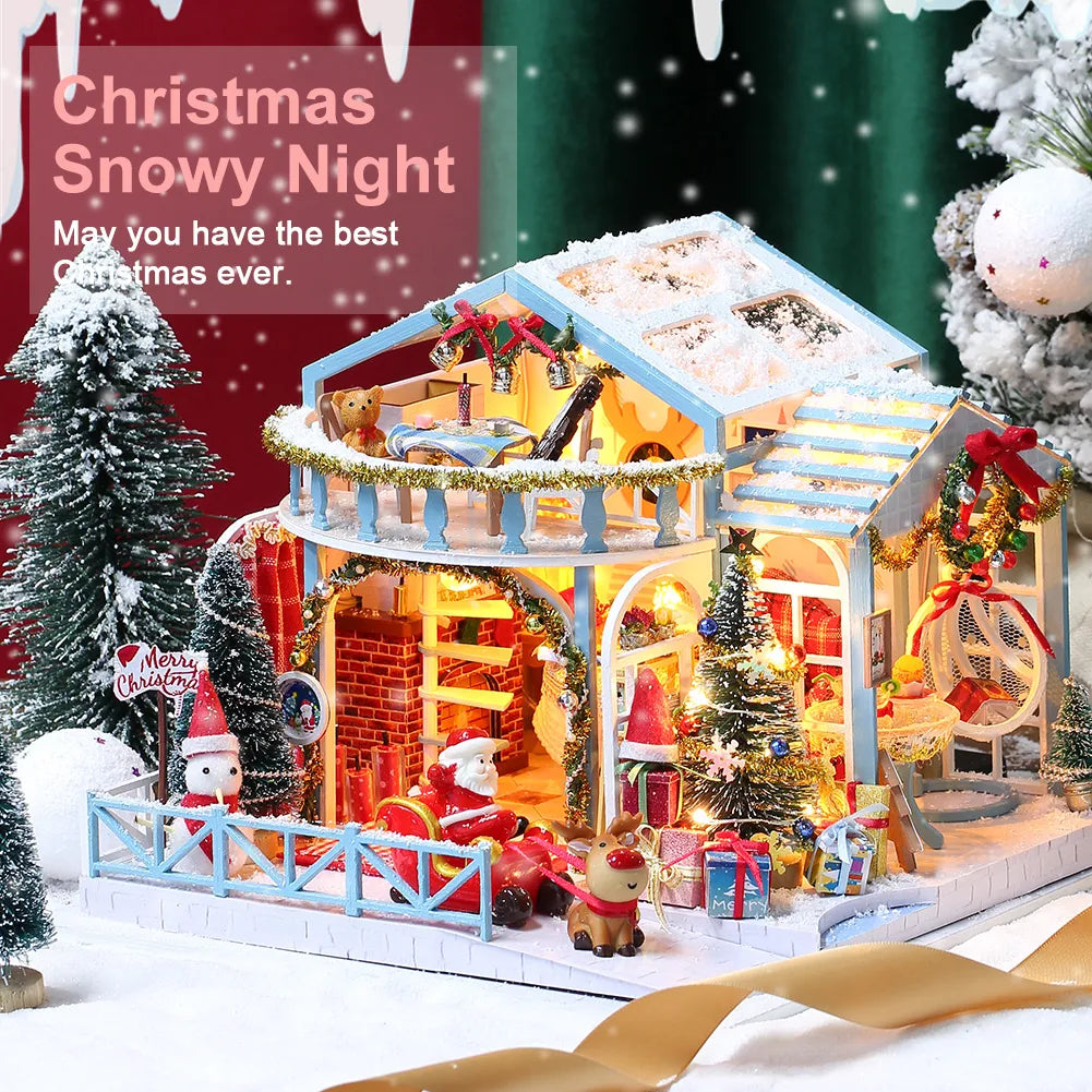 Rocoxia® Christmas Snowy Night DIY Miniature Dollhouse Kit ROCOXIA