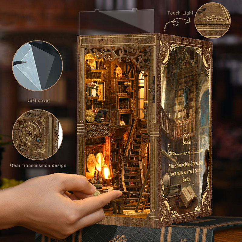 Ancient Library DIY Book Nook Kit（Dust cover included） ROCOXIA