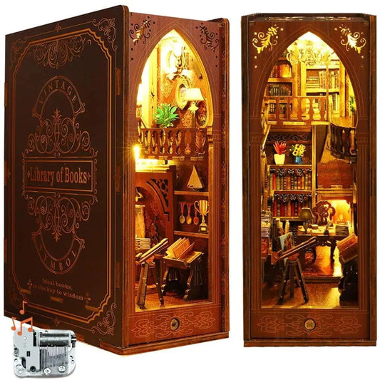 Library of Books DIY Book Nook Kit （Music Box) | Rocoxia - ROCOXIA