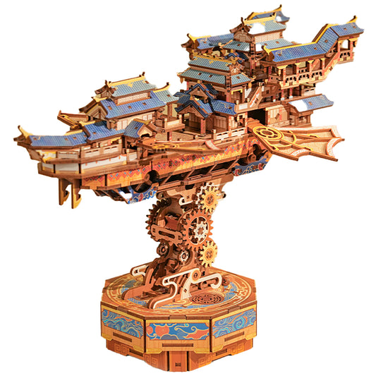 Rocoxia® Wind Voyager - Wooden Assembly Transmission Model with Music Box ROCOXIA